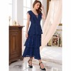 INSPIRE CHIC Women's Lace for Wedding Guest Cocktail Evening Ruffle Cap Sleeves Tiered A-Line Maxi Dresses - 2 of 4