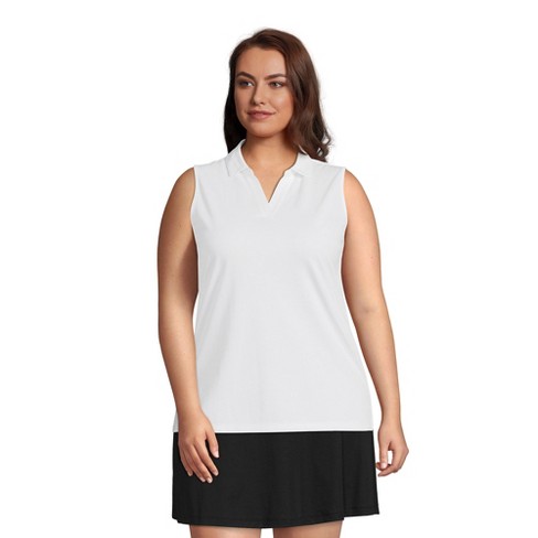 Lands' End Women's Plus Size Performance Pique Sleeveless Polo