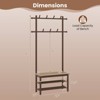 Costway Bamboo Coat Rack with Bench Shoe Storage 2 Hanging Rods 11 Hanging Hooks Shelves Brown/Beige - 3 of 4