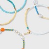 Acrylic Pearl Horn and Pasta Beaded Bracelet Set 5pc - Universal Thread™ Blue/White/Yellow - 4 of 4