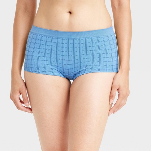 Women s Seamless Boy Shorts Auden Blue Twilight Plaid XS