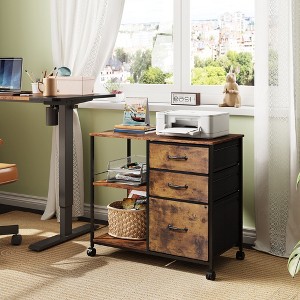 GALAXHERO  3 Drawer Mobile File Cabinet, Rolling Printer Stand with Open Storage Shelf for Home Office - 1 of 4