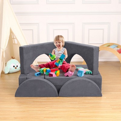 7pcs Modular Kids Play Couch, Toddler Couch Convertible Foam Play Couch Sofa for Nursery Playroom