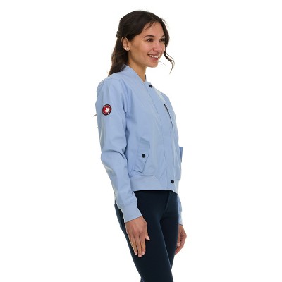 Canada Weather Gear Women's Bomber Flight Jacket – Lightweight Zip-Up Windbreaker with Ribbed Cuffs & Patch