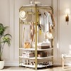 Corner Coat Rack With Shoe Bench and 6 Double Hooks, Corner Hall Tree - Clothes Rack With Storage Hall Tree With Organizer Shelf - 3 of 4