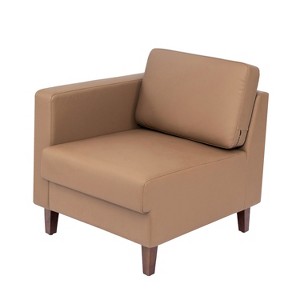 Flash Furniture HERCULES Artemis Upholstered Left Arm Reception Chair, 2 AC Outlets/1 USB/1 USB-C Ports and Wood Walnut Legs w/ Adjustable Floor Glide - 1 of 4