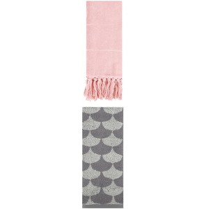 REGALWOVEN 2 Packs Cotton Geometric and Solid Absorbent Soft Hand Towel for Bathroom Kitchen - 1 of 4