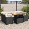 vidaXL Patio Sofa Set with Cushions Modular Lounge Sofas 7 Piece Poly Rattan - Black and Cream with Storage - 2 of 4