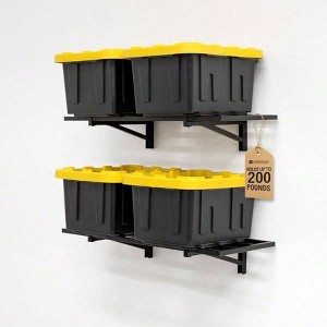 Heavy Duty Garage Shelf Wall Mount 1ftx 2ft Black Storage Shelves Holds 200 lbs Tools Bins Equipment Organization - 1 of 4