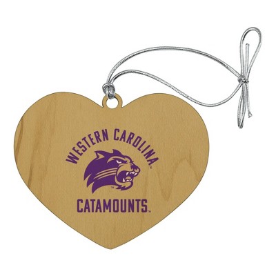 Western Carolina Catamounts Heart Love Wood Christmas Tree Holiday Ornament