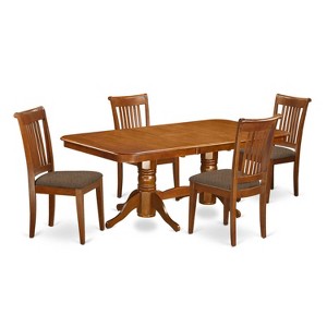 Nordic Dining Room Set - Extension Table & Chairs - Solid Wood Kitchen Set - Saddle Brown Finish - 1 of 4