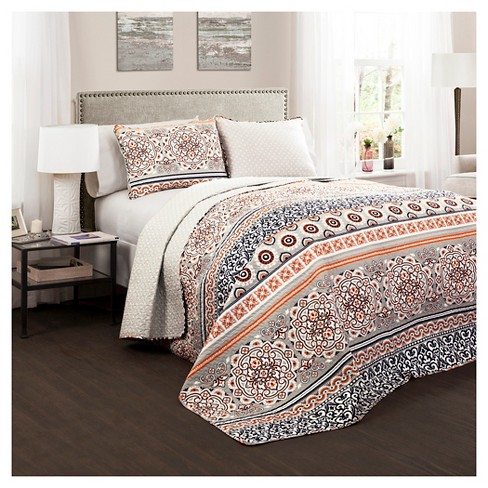 Nesco Quilt Navy Coral 3 Piece Set Lush Decor Target