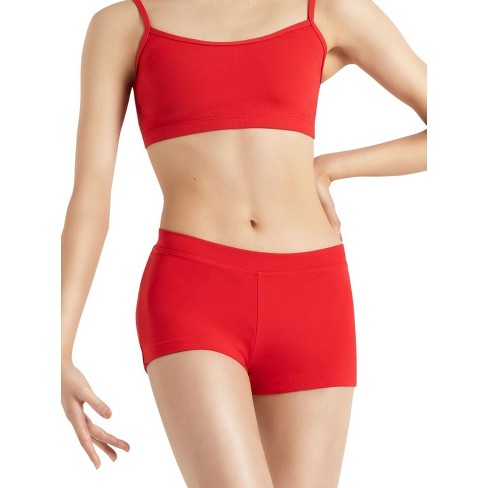 Capezio Red Women's Team Basics Boy Cut Low Rise Shorts, Small