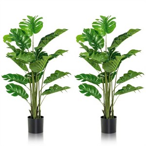 Dracelo 2 Pieces 5 Feet Artificial Monstera Tree Set with Plastic Nursery Pot for Porch and Office - 1 of 4