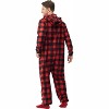 Joyfy Christmas Pajamas, Red Flannel Buffalo Plaid Pajamas with Hood for Mens, Adult Holiday Jumpsuit - 4 of 4