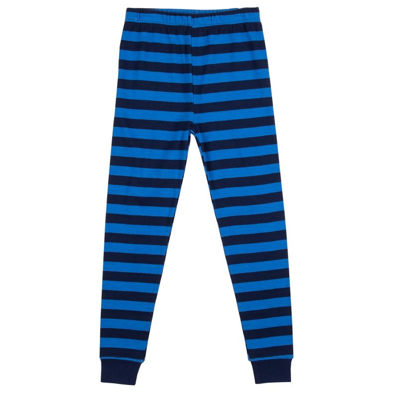 Sleepy Bear Youth Girls Blue & Black Striped Short Sleeve Shirt & Sleep Pants Set, 4 of 5