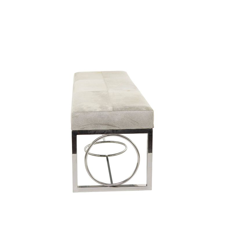 Contemporary Decorative Stainless Steel Cowhide Bench Silver - Olivia &#38; May, 4 of 18