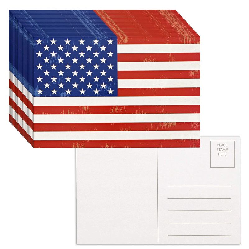 American Flag Postcards - 40-Pack Patriotic Postcards Set, All Occasion Postcards Bulk, Blank on the Inside, 4 x 6 inches, 1 of 6