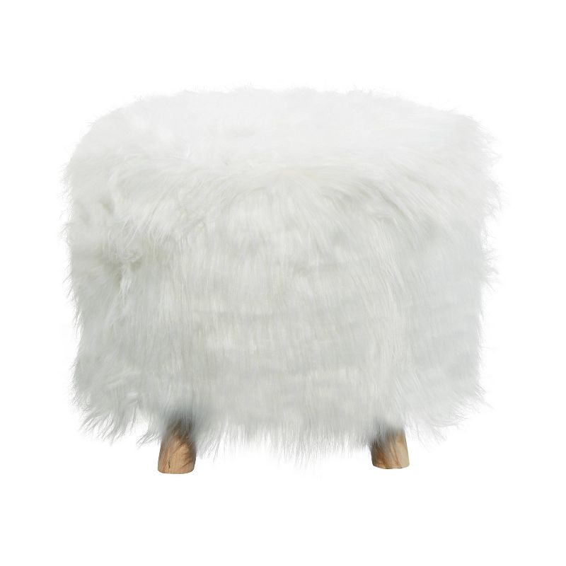 Contemporary Faux Fur Foot Stool White - Olivia &#38; May, 3 of 10
