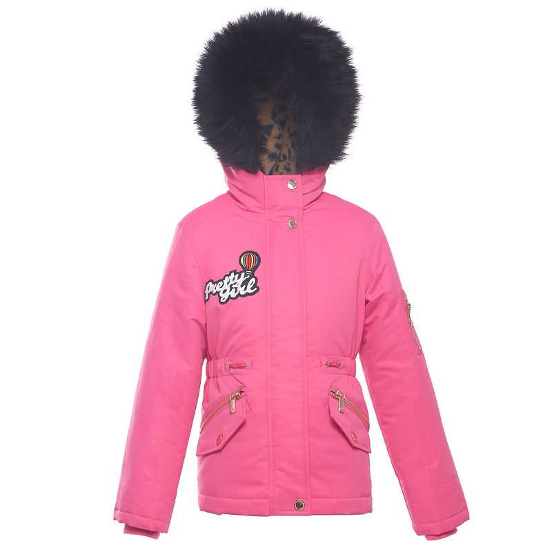 Rokka&Rolla Girls' Winter Coat with Faux Fur Hood Parka Jacket, 5 of 9