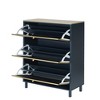 Shoe Cabinet, Shoe Organizer Cabinet With Foot Pad, Metal Base And Legs 3 Flip Drawers Entryway Organizer, Multi-Layer Shoe Cabinet - 3 of 4