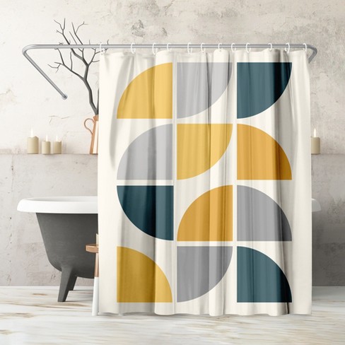 Mid Century Circles Yellow By Artprink - Mid Century Abstract Shower ...