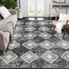 Washable Modern Geometric Grid Rug Non Slip Low Pile Rug Soft Contemporary Throw Floor Cover Foldable Indoor Carpet for Living Room Bedroom - 2 of 4