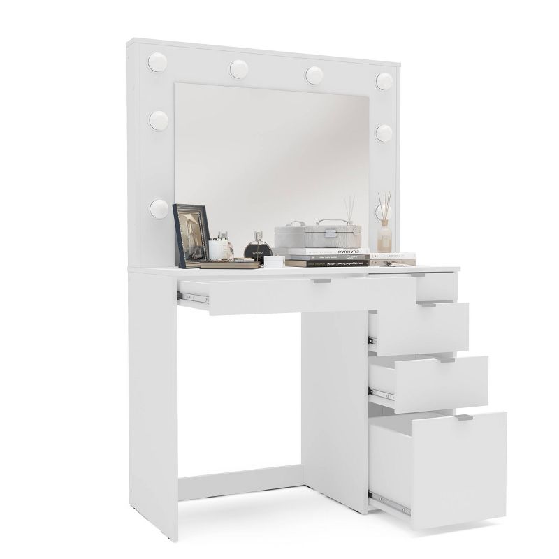 Harper Vanity Table with Lighted Mirror White - Polifurniture, 2 of 13