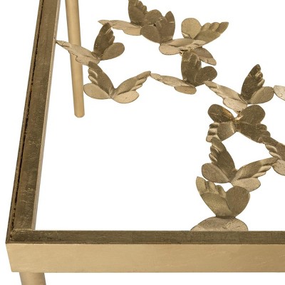 Ethereal Antique Gold Rectangular Butterfly Coffee Table