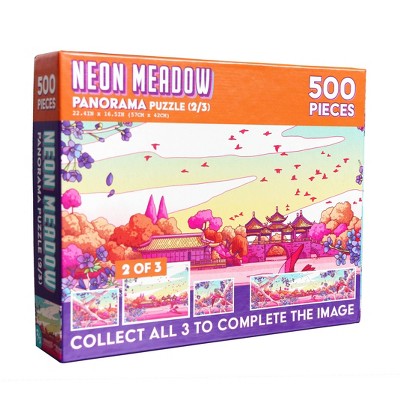 de.bored Neon Meadow 2 of 3 Panorama Puzzle - 500pc