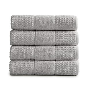 Market & Place Cotton Quick Dry Waffle Weave 4-Pack Bath Towel Set - 1 of 4