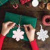 Big Dot of Happiness Pink Winter Wonderland - Holiday Snowflake Birthday Party and Baby Shower Decorations - Christmas Tree Ornaments - Set of 12 - 3 of 4