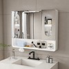 KWPZQEB Wall Mounted Bathroom Mirror Cabinet with LED Light, Storage Cabinet with Transparent Glass Door & Hidden Storage, Anti-Fog & Explosion-Proof - 3 of 4