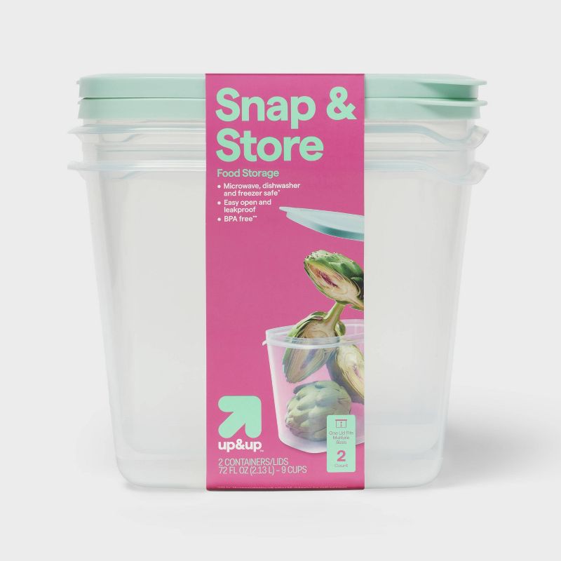 Deep Rectangle Food Storage Containers - 72 fl oz/2ct - up &#38; up&#8482;, 1 of 5