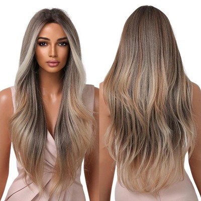 Jessie's Wig 26 Inch Long Layer Cut Wig Synthetic Hair Copper Brown Highlight Blonde 1 Pc/Pack