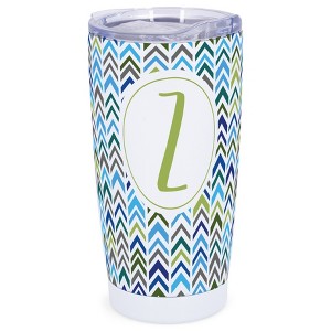 Elanze Designs Z Monogram Herringbone Arrows Wrap-Around Design 20 Ounce Stainless Steel On-The-Go Coffee Mug, Thermal Travel Tumbler with Leak - 1 of 4