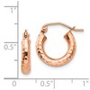 Black Bow Jewelry 3mm x 14mm 14k Rose Gold Small Diamond-Cut Round Hoop Earrings - image 3 of 4