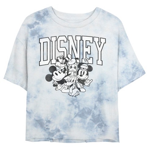 Juniors Womens Mickey & Friends Retro Black And White Group Crop T ...