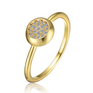 Guili Sterling Silver 14K Gold Plated Cubic Zirconia Pave Bezel Ring – A Stunning Blend of Sparkle and Sophistication, Perfect for Any Occasion - 1 of 3