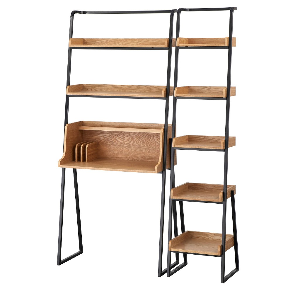 2Pc Estanier Set with Desk Natural/Black - Lifestorey
