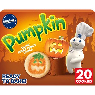 Pillsbury Ready-to-Bake Pumpkin Shape Sugar Cookies Dough - 9.1oz/20ct - Halloween