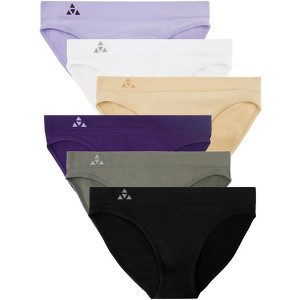Balanced Tech Women's 3 Pack Seamless Low-Rise Bikini Panties - Black/Charcoal/Grey - Large - 1 of 2