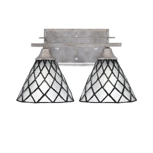 Toltec Lighting Uptowne 2 - Light Vanity in  Aged Silver with 7" Diamond Ice Art Glass Shade - 1 of 1