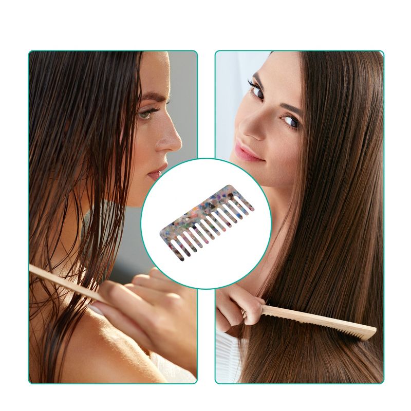 Unique Bargains Anti-Static Hair Comb Wide Tooth for Thick Curly Hair Hair Care Detangling Comb For Wet and Dry Dark 2.5mm Thick 2 Pcs, 5 of 7