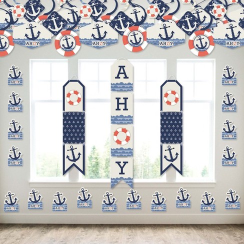 Big Dot Of Happiness Ahoy Nautical Wall And Door Hanging Decor Baby Shower Or Birthday Party Room Decoration Kit Target