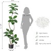 Artificial Rubber Tree with Planter, Tall Fiddle Leaf Fig Fake Plant for Indoor Home Decor, Large Tropical Floor Tree for Living Room - 3 of 4