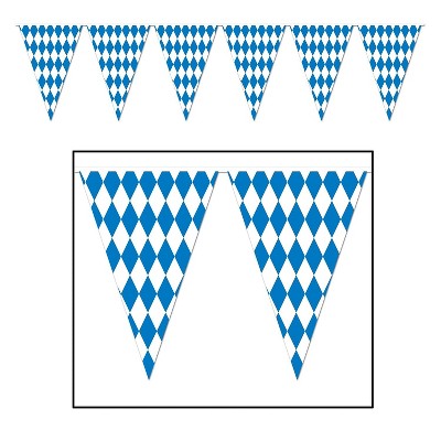 Beistle 17" x 120' Oktoberfest Pennant Banner Blue/White 57775