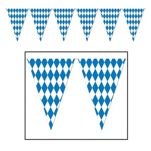 Beistle 17" x 120' Oktoberfest Pennant Banner Blue/White 57775 - 1 of 1