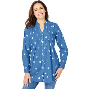 Woman Within Women's Plus Size Perfect Pintuck Tunic - 1 of 4