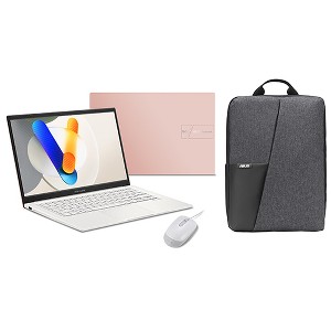 ASUS Vivobook 14" FHD Laptop Intel Core 5 120U 8GB RAM 512GB SSD Berry Pink with Wired Optical White Mouse + Black Backpack - 1 of 4